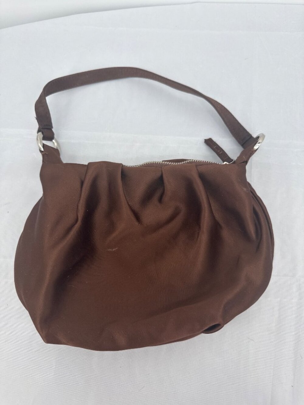Bath & Bodyworks Brown Satin Ruched Shoulder Bag 90s Y2K Coquette Grunge Fairy